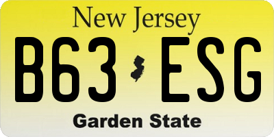 NJ license plate B63ESG