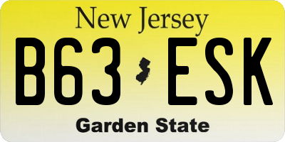 NJ license plate B63ESK