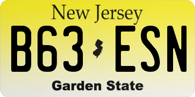NJ license plate B63ESN