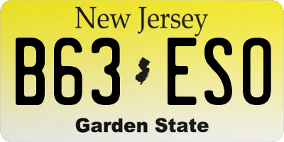 NJ license plate B63ESO