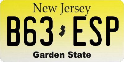 NJ license plate B63ESP