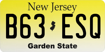 NJ license plate B63ESQ