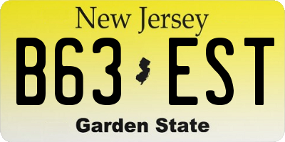 NJ license plate B63EST