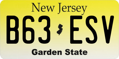 NJ license plate B63ESV