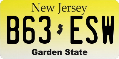NJ license plate B63ESW