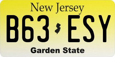 NJ license plate B63ESY