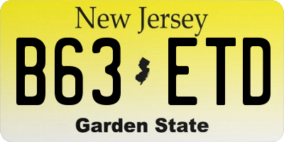 NJ license plate B63ETD