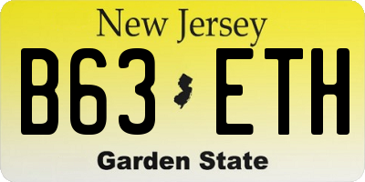 NJ license plate B63ETH