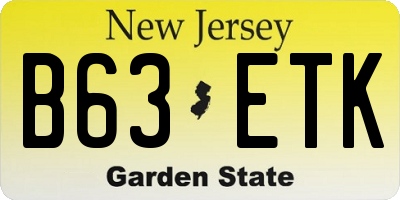 NJ license plate B63ETK
