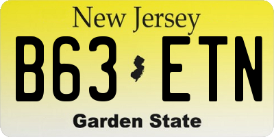 NJ license plate B63ETN