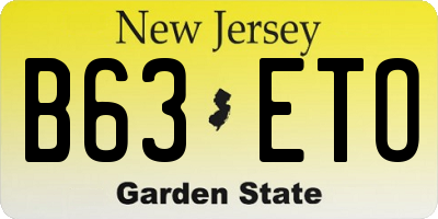 NJ license plate B63ETO