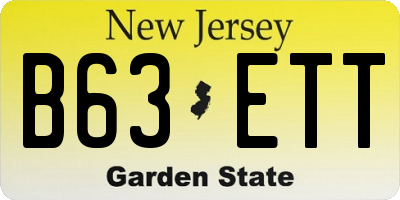 NJ license plate B63ETT