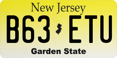 NJ license plate B63ETU