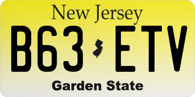 NJ license plate B63ETV