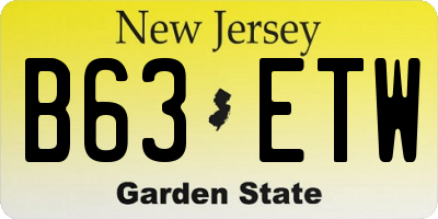 NJ license plate B63ETW