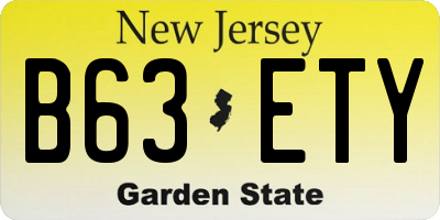 NJ license plate B63ETY