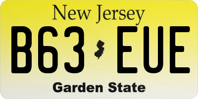 NJ license plate B63EUE