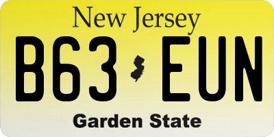 NJ license plate B63EUN