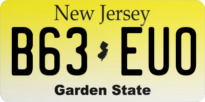 NJ license plate B63EUO