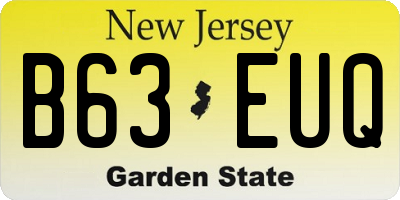 NJ license plate B63EUQ