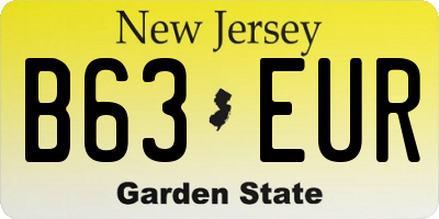NJ license plate B63EUR