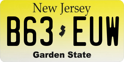 NJ license plate B63EUW