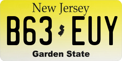 NJ license plate B63EUY