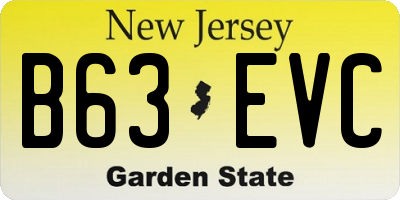 NJ license plate B63EVC