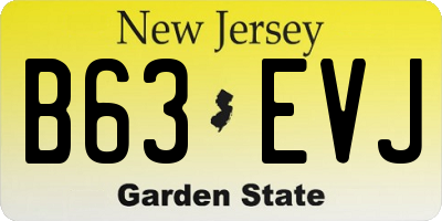 NJ license plate B63EVJ