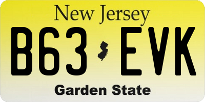 NJ license plate B63EVK