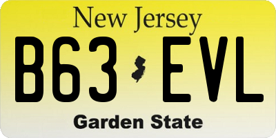 NJ license plate B63EVL