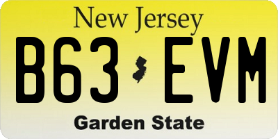NJ license plate B63EVM