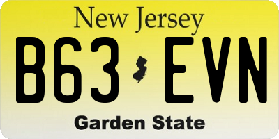NJ license plate B63EVN