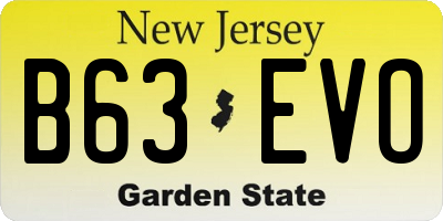 NJ license plate B63EVO