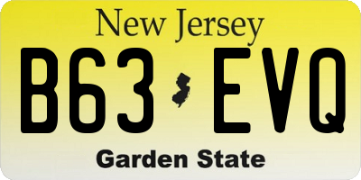 NJ license plate B63EVQ