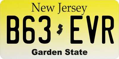 NJ license plate B63EVR
