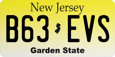 NJ license plate B63EVS