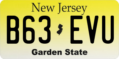 NJ license plate B63EVU