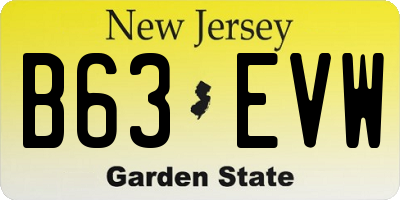 NJ license plate B63EVW