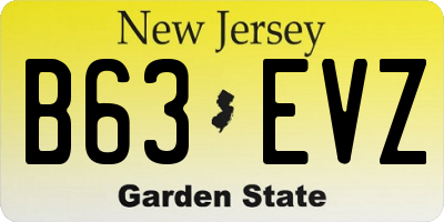 NJ license plate B63EVZ