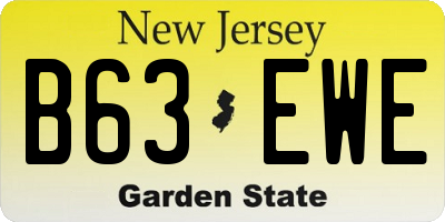 NJ license plate B63EWE