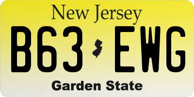 NJ license plate B63EWG