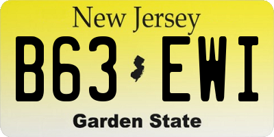 NJ license plate B63EWI
