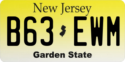 NJ license plate B63EWM