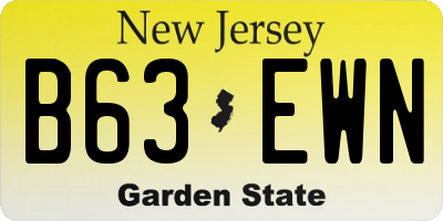 NJ license plate B63EWN