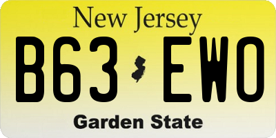NJ license plate B63EWO