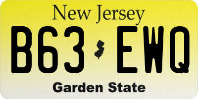 NJ license plate B63EWQ