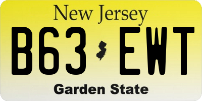 NJ license plate B63EWT