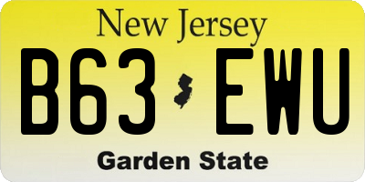 NJ license plate B63EWU