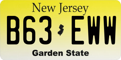 NJ license plate B63EWW